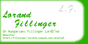 lorand fillinger business card